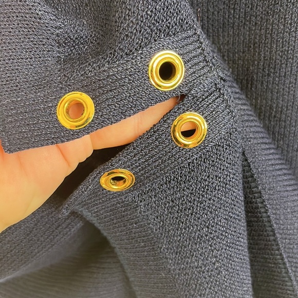 St John Cruise 04 Santana Knit Pencil Skirt Slit Rivets Eyelets - Picture 5 of 8